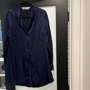 Victoria’s Secret Midnight Blue Satin Button Down Sleepshirt